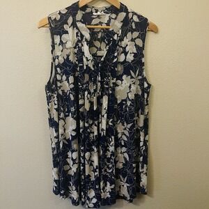 Siren Lilly Sleeveless Floral Mesh Top Breezy Summer Blue‎ Tan Cottagecore Sz 2X